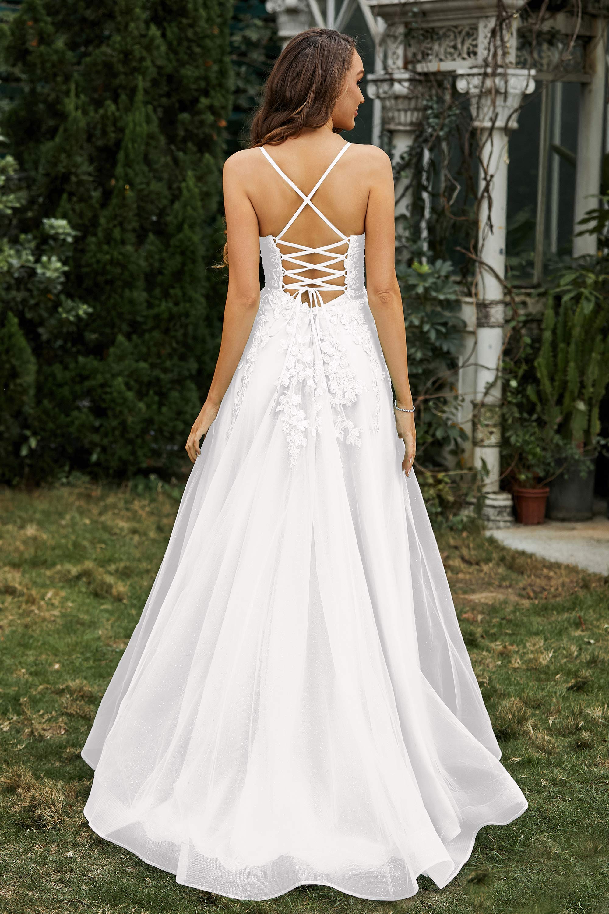 Sweetheart Applique A-Line Tulle Sweep Train Prom Party Dress Formal Evening Dresses