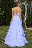 Sweetheart Applique A-Line Tulle Sweep Train Prom Party Dress Formal Evening Dresses