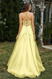 Sweetheart Applique A-Line Tulle Sweep Train Prom Party Dress Formal Evening Dresses