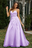Sweetheart Applique A-Line Tulle Sweep Train Prom Party Dress Formal Evening Dresses