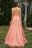 Sweetheart Applique A-Line Tulle Sweep Train Prom Party Dress Formal Evening Dresses