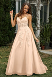 Sweetheart Applique A-Line Tulle Sweep Train Prom Party Dress Formal Evening Dresses