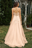 Sweetheart Applique A-Line Tulle Sweep Train Prom Party Dress Formal Evening Dresses