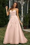 Sweetheart Applique A-Line Tulle Sweep Train Prom Party Dress Formal Evening Dresses