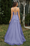 Sweetheart Applique A-Line Tulle Sweep Train Prom Party Dress Formal Evening Dresses