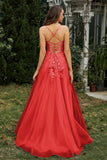 Sweetheart Applique A-Line Tulle Sweep Train Prom Party Dress Formal Evening Dresses