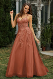 Sweetheart Applique A-Line Tulle Sweep Train Prom Party Dress Formal Evening Dresses