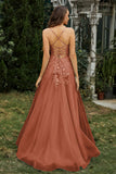 Sweetheart Applique A-Line Tulle Sweep Train Prom Party Dress Formal Evening Dresses