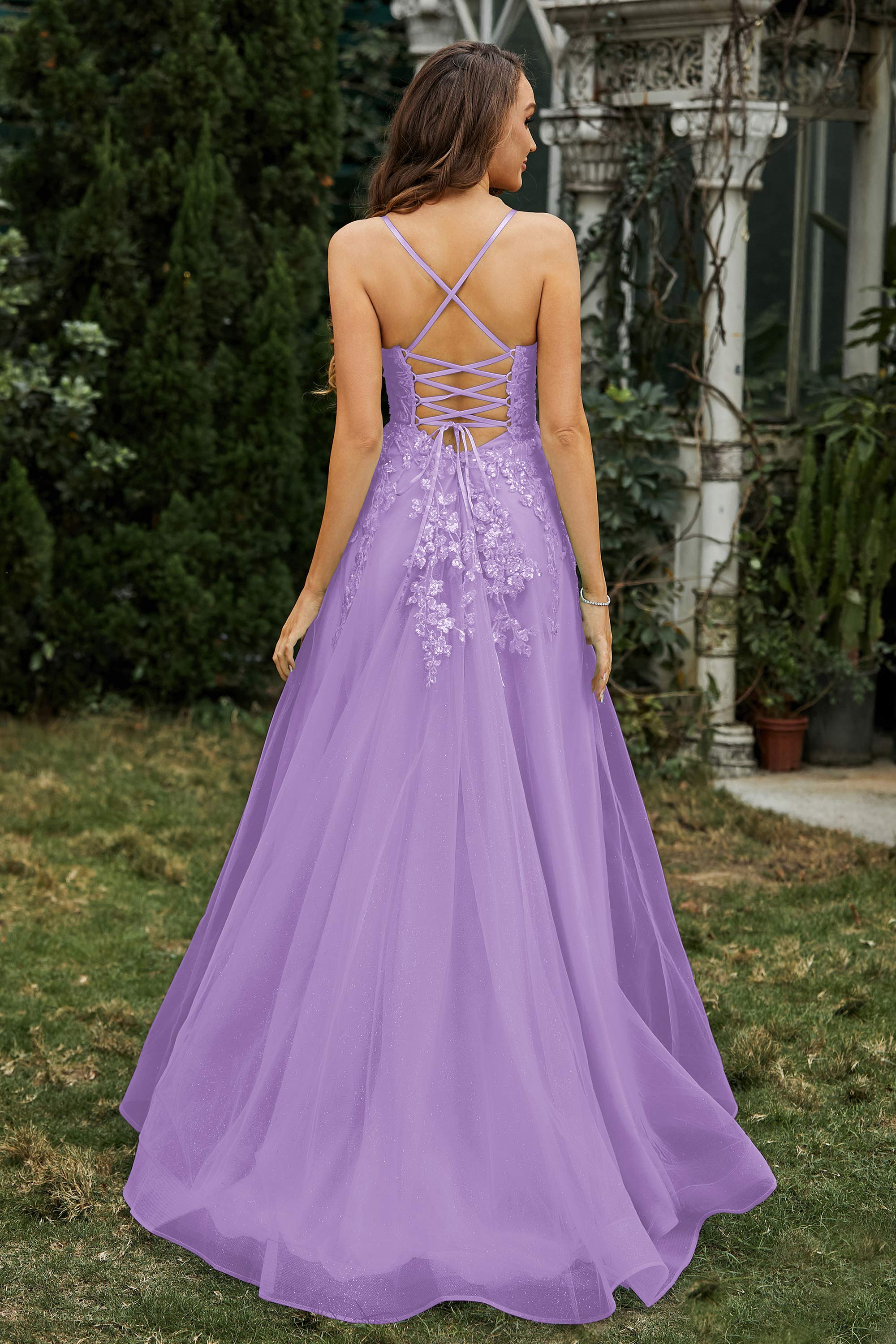 Sweetheart Applique A-Line Tulle Sweep Train Prom Party Dress Formal Evening Dresses