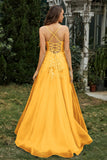Sweetheart Applique A-Line Tulle Sweep Train Prom Party Dress Formal Evening Dresses