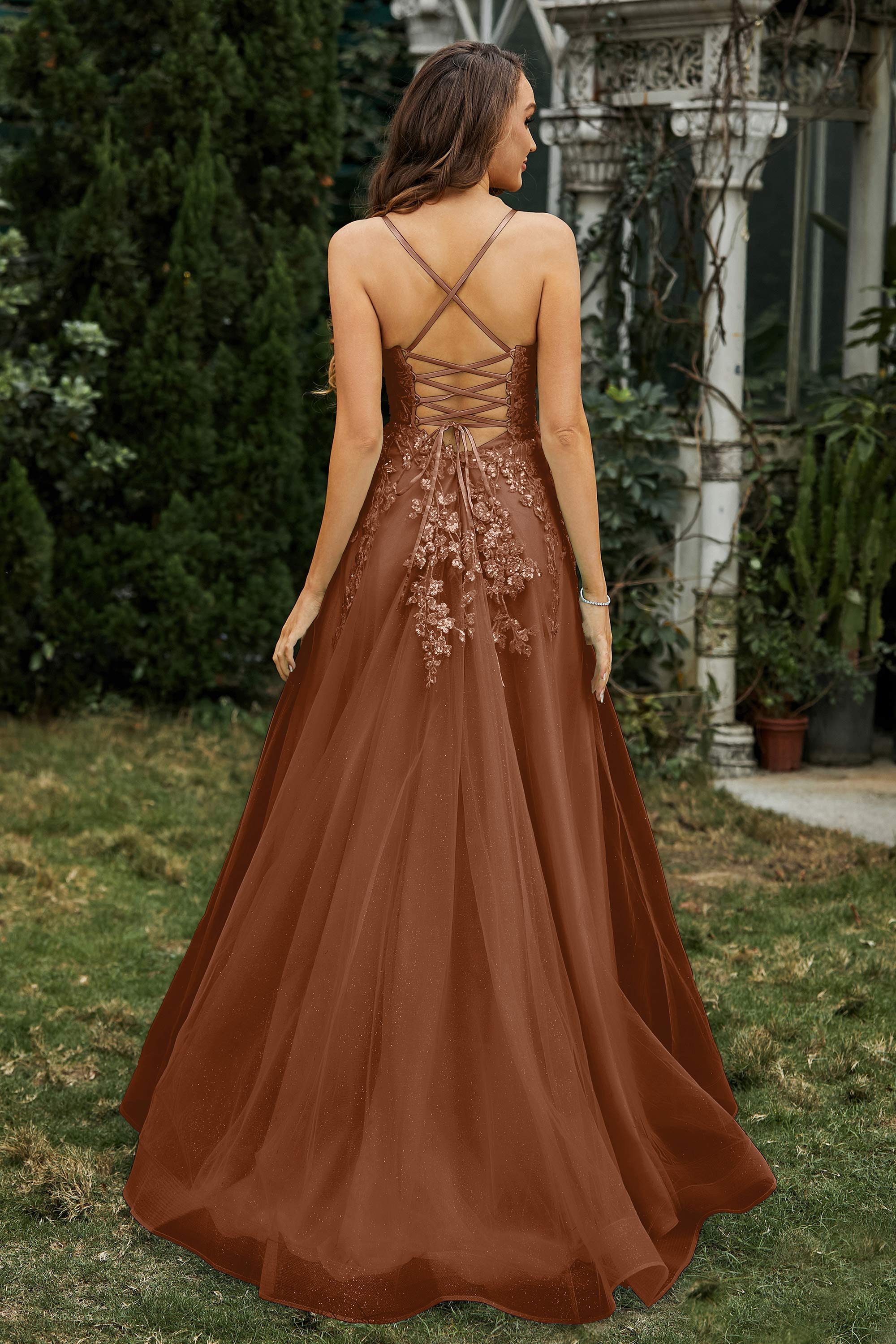 Sweetheart Applique A-Line Tulle Sweep Train Prom Party Dress Formal Evening Dresses