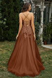Sweetheart Applique A-Line Tulle Sweep Train Prom Party Dress Formal Evening Dresses