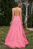 Sweetheart Applique A-Line Tulle Sweep Train Prom Party Dress Formal Evening Dresses