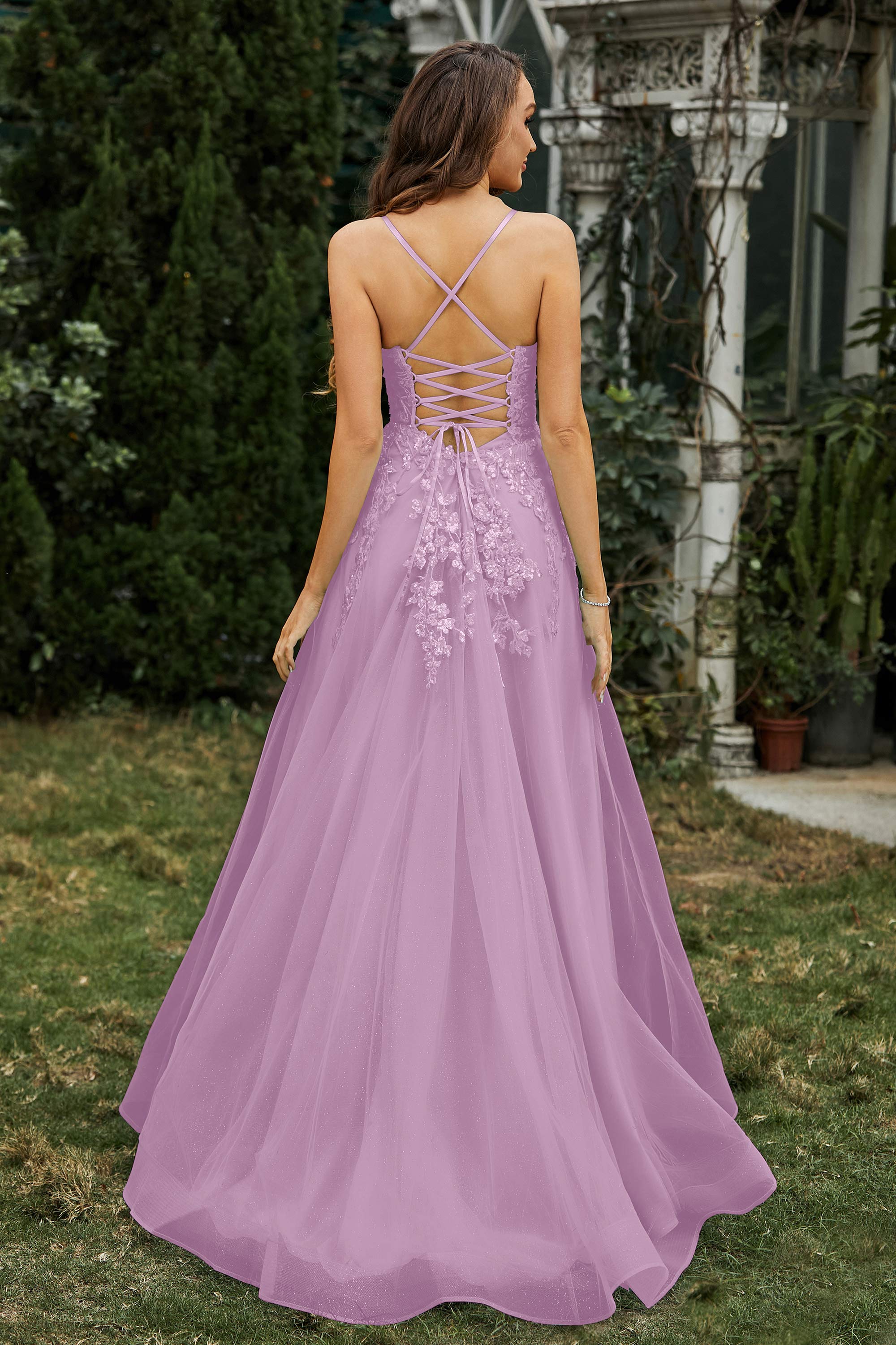 Sweetheart Applique A-Line Tulle Sweep Train Prom Party Dress Formal Evening Dresses