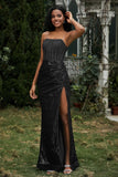Bodycon Pailletten Bodenlanges formelles Abendkleid mit Schlitz Abschlussball Partykleider