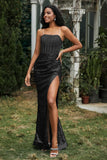 Bodycon Pailletten Bodenlanges formelles Abendkleid mit Schlitz Abschlussball Partykleider