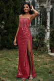 Bodycon Pailletten Bodenlanges formelles Abendkleid mit Schlitz Abschlussball Partykleider