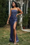 Bodycon Pailletten Bodenlanges formelles Abendkleid mit Schlitz Abschlussball Partykleider