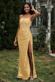 Bodycon Pailletten Bodenlanges formelles Abendkleid mit Schlitz Abschlussball Partykleider