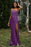 Bodycon Pailletten Bodenlanges formelles Abendkleid mit Schlitz Abschlussball Partykleider