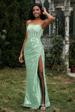 Bodycon Pailletten Bodenlanges formelles Abendkleid mit Schlitz Abschlussball Partykleider