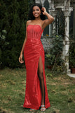 Bodycon Pailletten Bodenlanges formelles Abendkleid mit Schlitz Abschlussball Partykleider