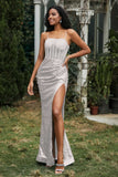 Bodycon Pailletten Bodenlanges formelles Abendkleid mit Schlitz Abschlussball Partykleider