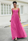 A-Linie Tüll Ballkleid mit Applikationen und Schleppe, mit Schlitz, formelle Abendkleider