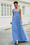 A-Linie Tüll Ballkleid mit Applikationen und Schleppe, mit Schlitz, formelle Abendkleider