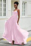 A-Linie Tüll Ballkleid mit Applikationen und Schleppe, mit Schlitz, formelle Abendkleider