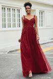 A-Linie Tüll Ballkleid mit Applikationen und Schleppe, mit Schlitz, formelle Abendkleider