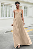 A-Linie Tüll Ballkleid mit Applikationen und Schleppe, mit Schlitz, formelle Abendkleider