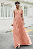 A-Linie Tüll Ballkleid mit Applikationen und Schleppe, mit Schlitz, formelle Abendkleider