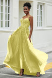 A-Linie Tüll Ballkleid mit Applikationen und Schleppe, mit Schlitz, formelle Abendkleider