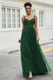 A-Linie Tüll Ballkleid mit Applikationen und Schleppe, mit Schlitz, formelle Abendkleider