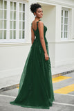 A-Linie Tüll Ballkleid mit Applikationen und Schleppe, mit Schlitz, formelle Abendkleider