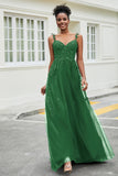 A-Linie Tüll Ballkleid mit Applikationen und Schleppe, mit Schlitz, formelle Abendkleider