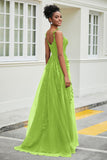 A-Linie Tüll Ballkleid mit Applikationen und Schleppe, mit Schlitz, formelle Abendkleider