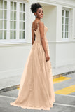 A-Linie Tüll Ballkleid mit Applikationen und Schleppe, mit Schlitz, formelle Abendkleider
