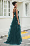 A-Linie Tüll Ballkleid mit Applikationen und Schleppe, mit Schlitz, formelle Abendkleider