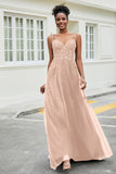 A-Linie Tüll Ballkleid mit Applikationen und Schleppe, mit Schlitz, formelle Abendkleider