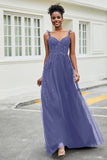 A-Linie Tüll Ballkleid mit Applikationen und Schleppe, mit Schlitz, formelle Abendkleider