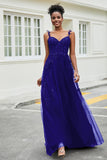 A-Linie Tüll Ballkleid mit Applikationen und Schleppe, mit Schlitz, formelle Abendkleider