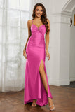 Rhinestone Lace Up Sheath Jersey Formal Evening Mermaid Dress With Slit Prom Party Dress