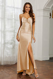 Rhinestone Lace Up Sheath Jersey Formal Evening Mermaid Dress With Slit Prom Party Dress