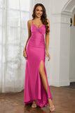 Rhinestone Lace Up Sheath Jersey Formal Evening Mermaid Dress With Slit Prom Party Dress