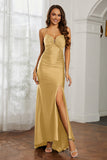 Rhinestone Lace Up Sheath Jersey Formal Evening Mermaid Dress With Slit Prom Party Dress
