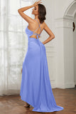 Rhinestone Lace Up Sheath Jersey Formal Evening Mermaid Dress With Slit Prom Party Dress