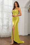 Rhinestone Lace Up Sheath Jersey Formal Evening Mermaid Dress With Slit Prom Party Dress