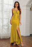 Rhinestone Lace Up Sheath Jersey Formal Evening Mermaid Dress With Slit Prom Party Dress